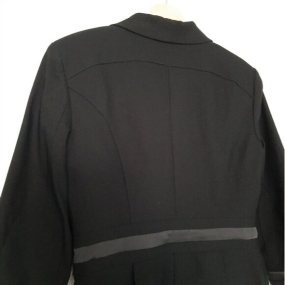 BEBE Cropped Satin Detail 3/4 Sleeve Blazer Jacket Button Front Black Sz 8 - Picture 13 of 15